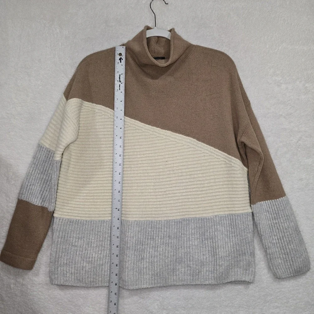 French Connection Patchwork Wool Blend Mock Neck Sweater Pullover Size Small NWT - Picture 6 of 13